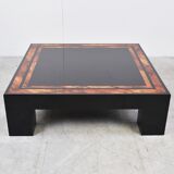 Vintage burl wooden coffee table, 1980s