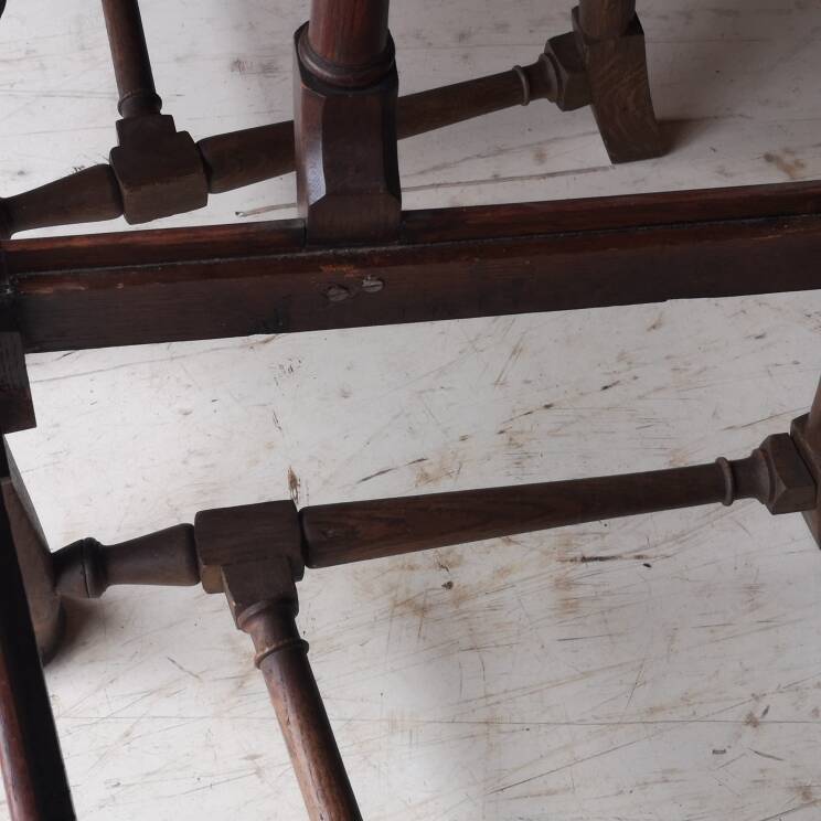 3 fauteuils chippendale en chêne massif, XIXème siècle