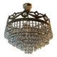 Vintage chandelier cascade of crystal and brass tassels