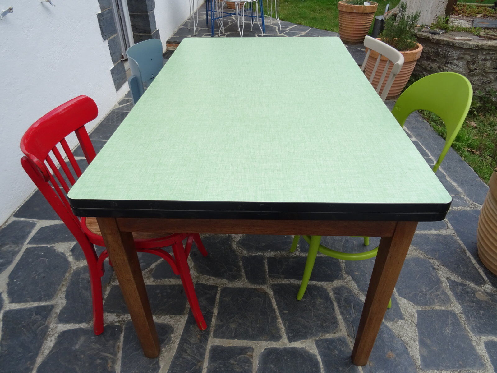 Solid oak and formica extension table