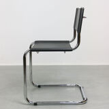 Vintage black leather bauhaus chair, italy