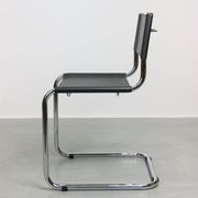 Vintage black leather bauhaus chair, italy