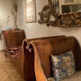 Set of 19th Century Italian Empire Flamed Walnut Sleigh Beds or Daybeds