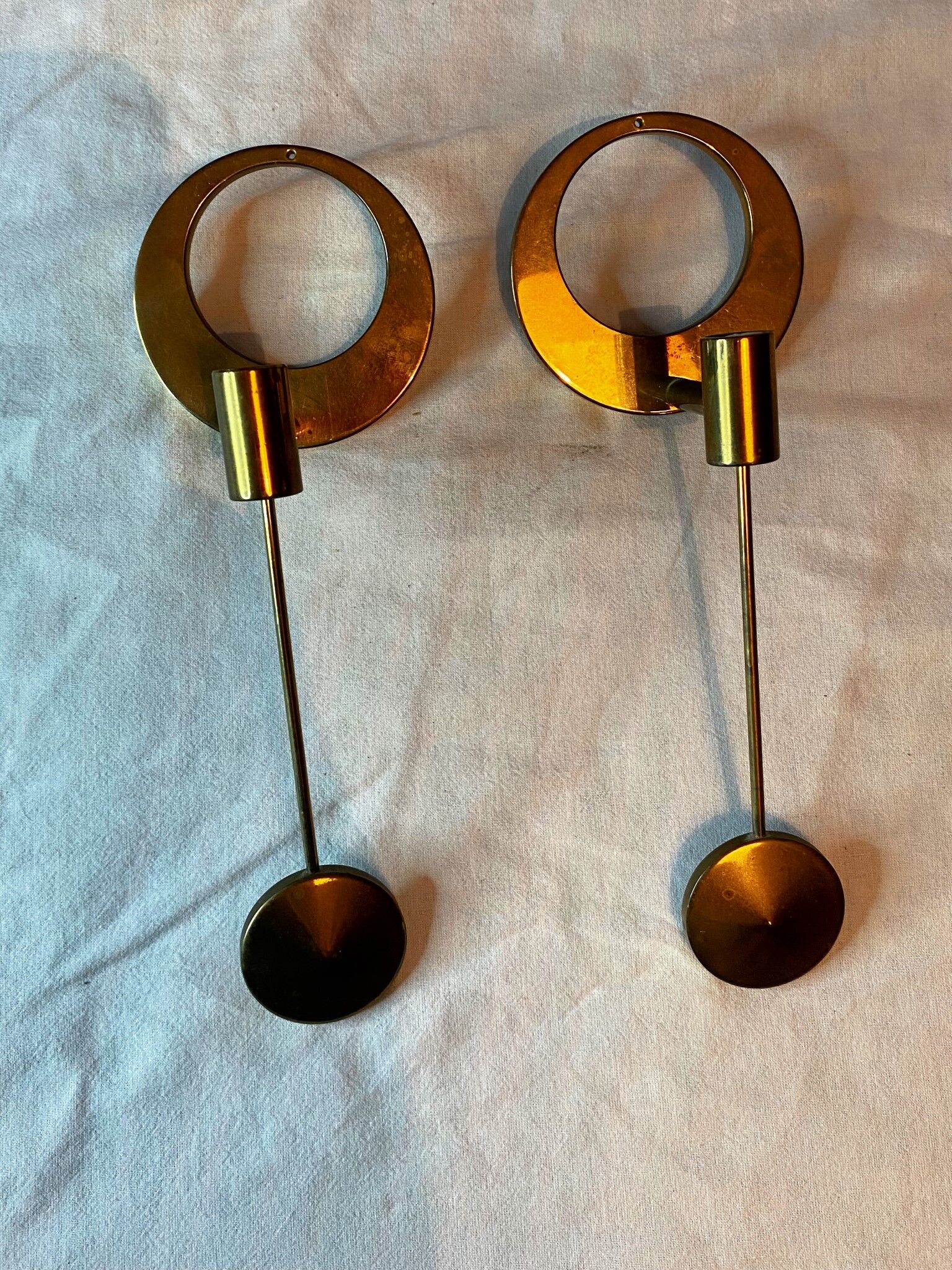 Arthur Pe brass wall candlesticks