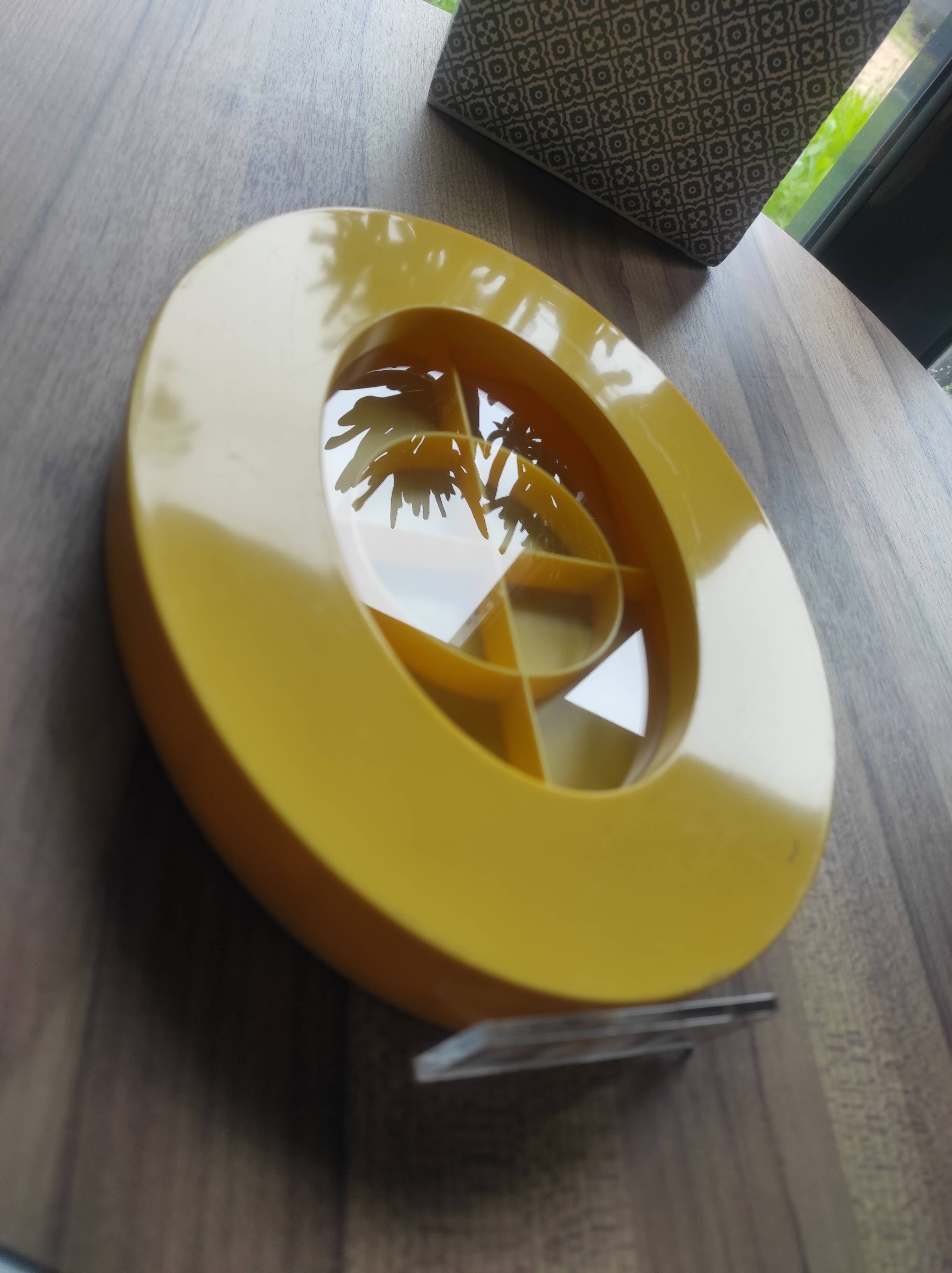 Vintage Ikea yellow plastic oval photo frame