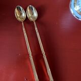 Set of 6 Dussault porcelain mazagrans with golden spoons