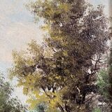 Alain Bonnaud (20th century), small oil on canvas. “Woman on a forest path”