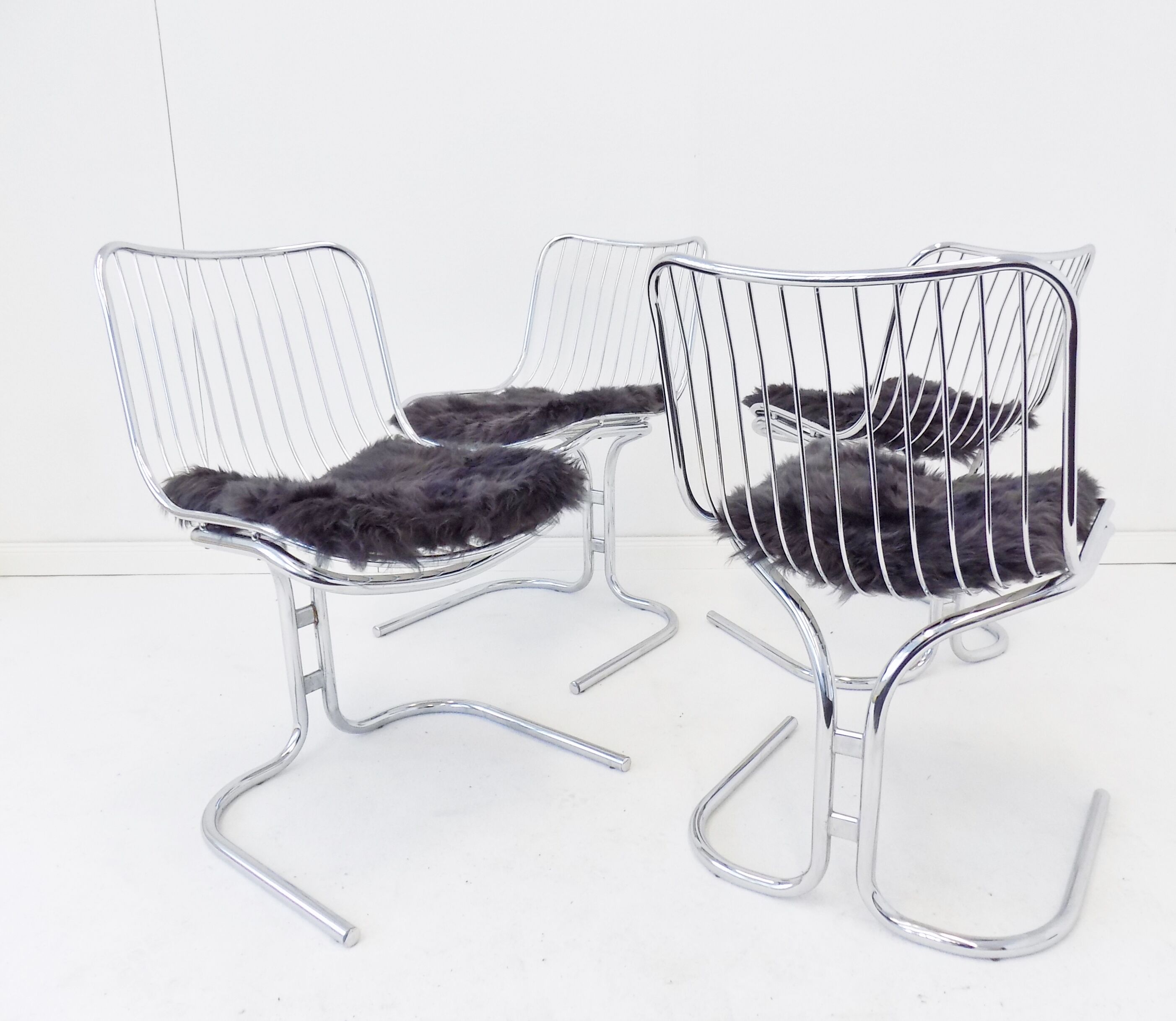 Rima set of 4 Radiofreccia chrome chairs by Gastone Rinaldi