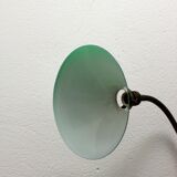 Vintage industrial vice lamp, green opaline.