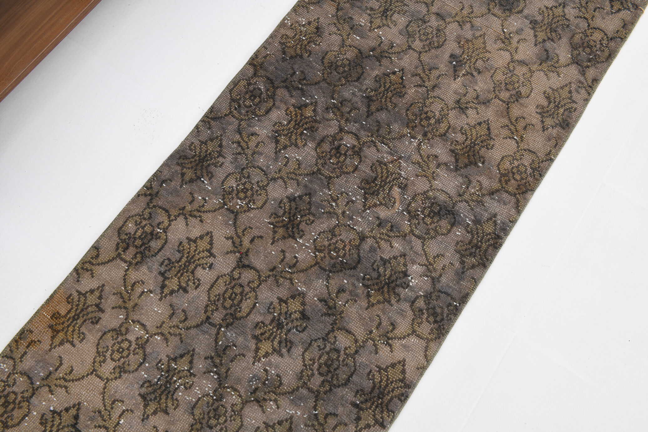 Narrow brown vintage runner 247x70cm