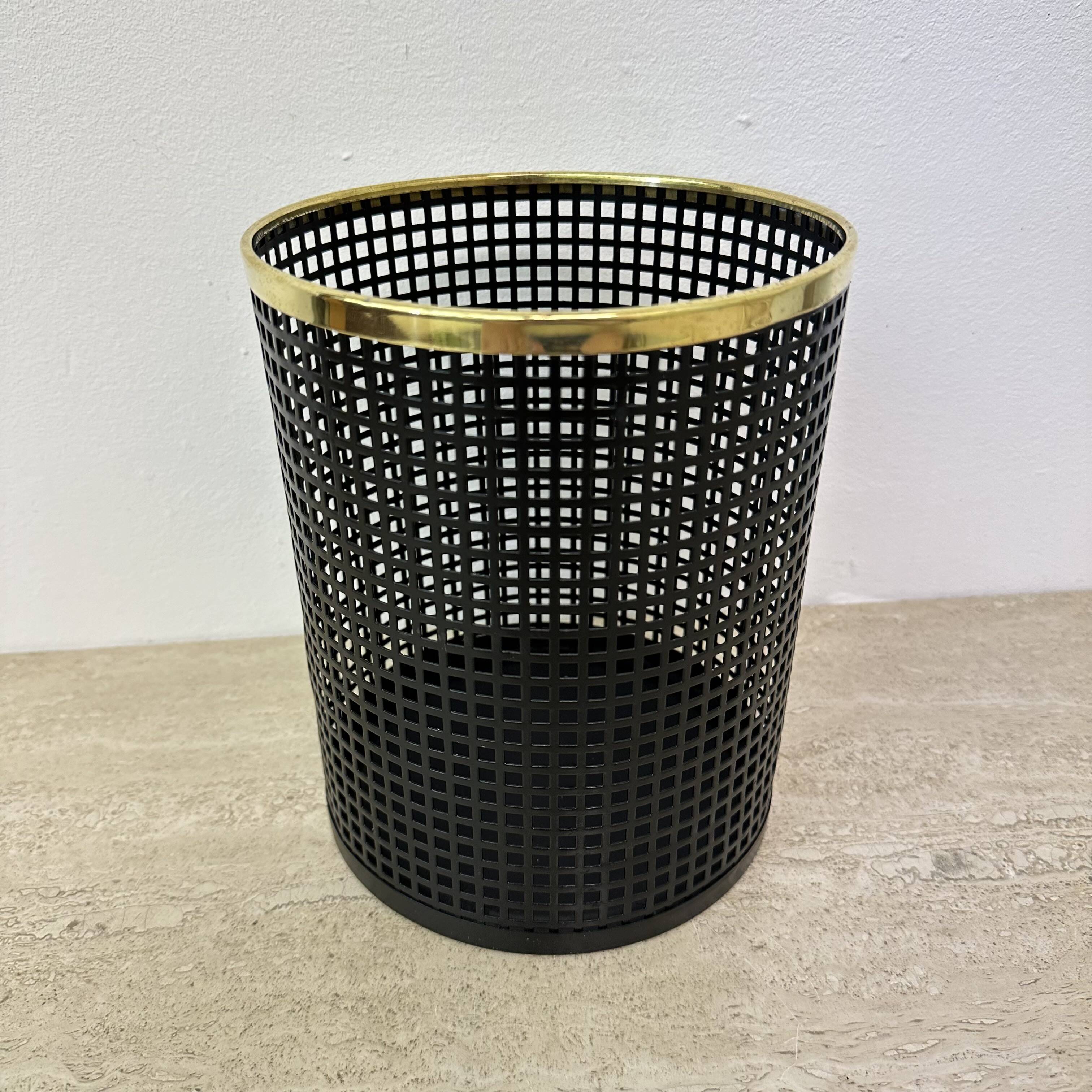 Mid century design perforated metal basket / bin , 1970s