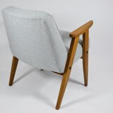 Vintage armchair 366 model, 1960s, fully restored, J. Chierowski, blue, teak