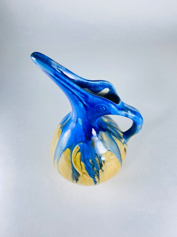 Pichet pingouin en grès flammé signé Grès d'Art Gilbert méténier