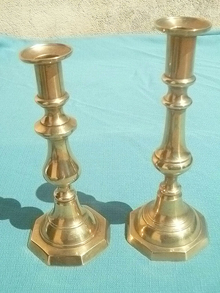 brass candle holders, vintage