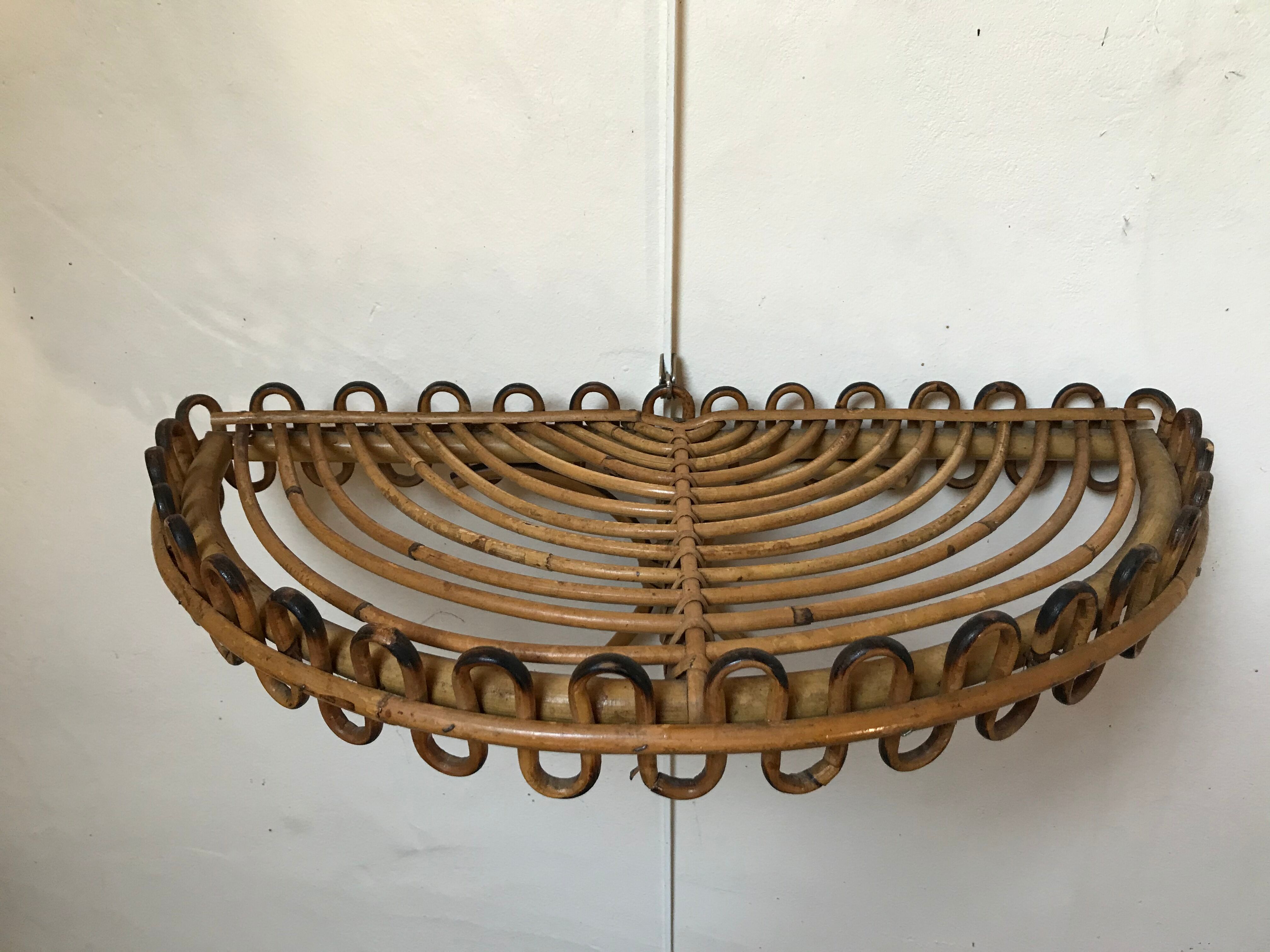 Rattan wall shelf