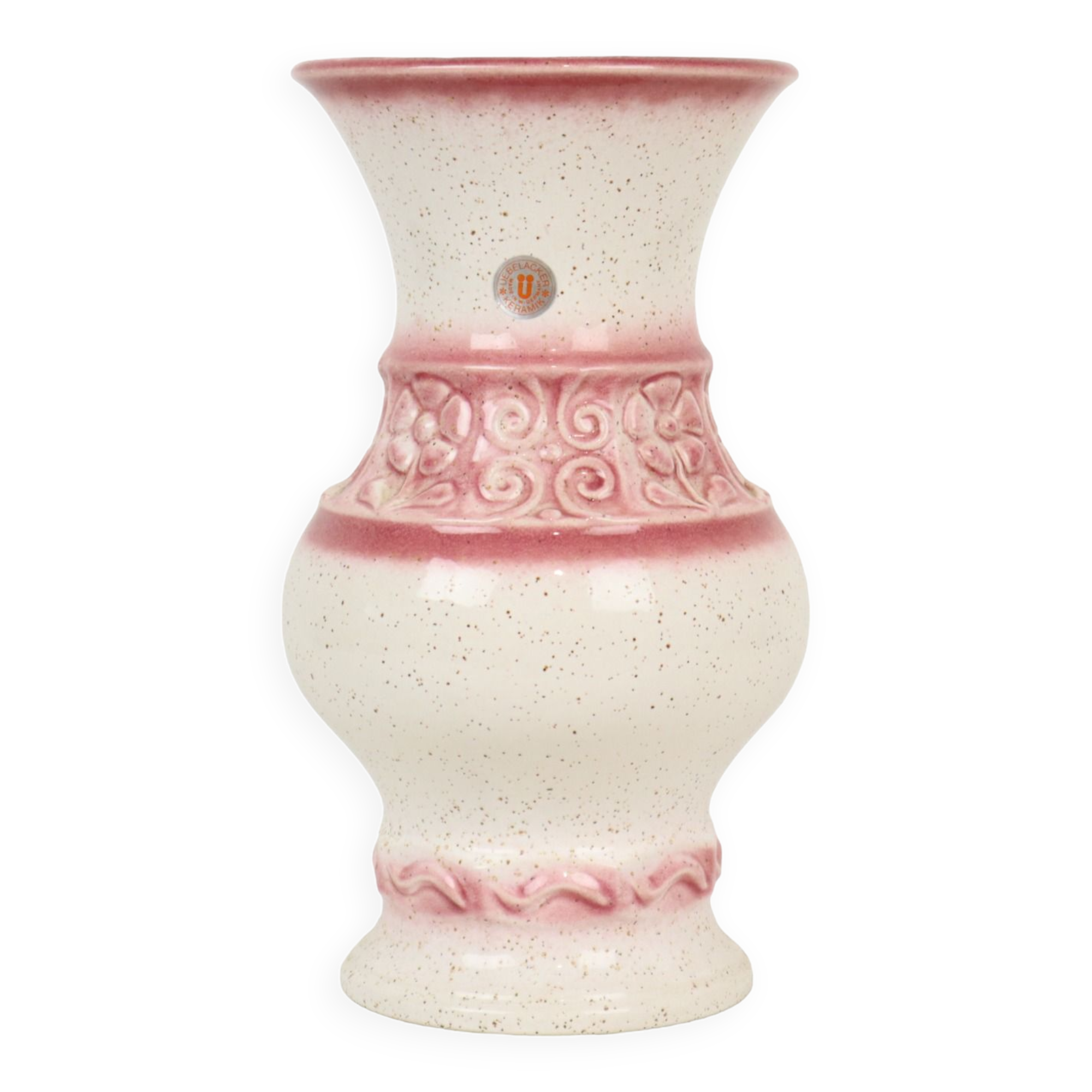 Pink vintage vase west germany flowers üebelacker keramik 634-30