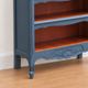 Renovated antique bookcase – Bleu des Vosges library, Libéron and natural wood – H100 cm