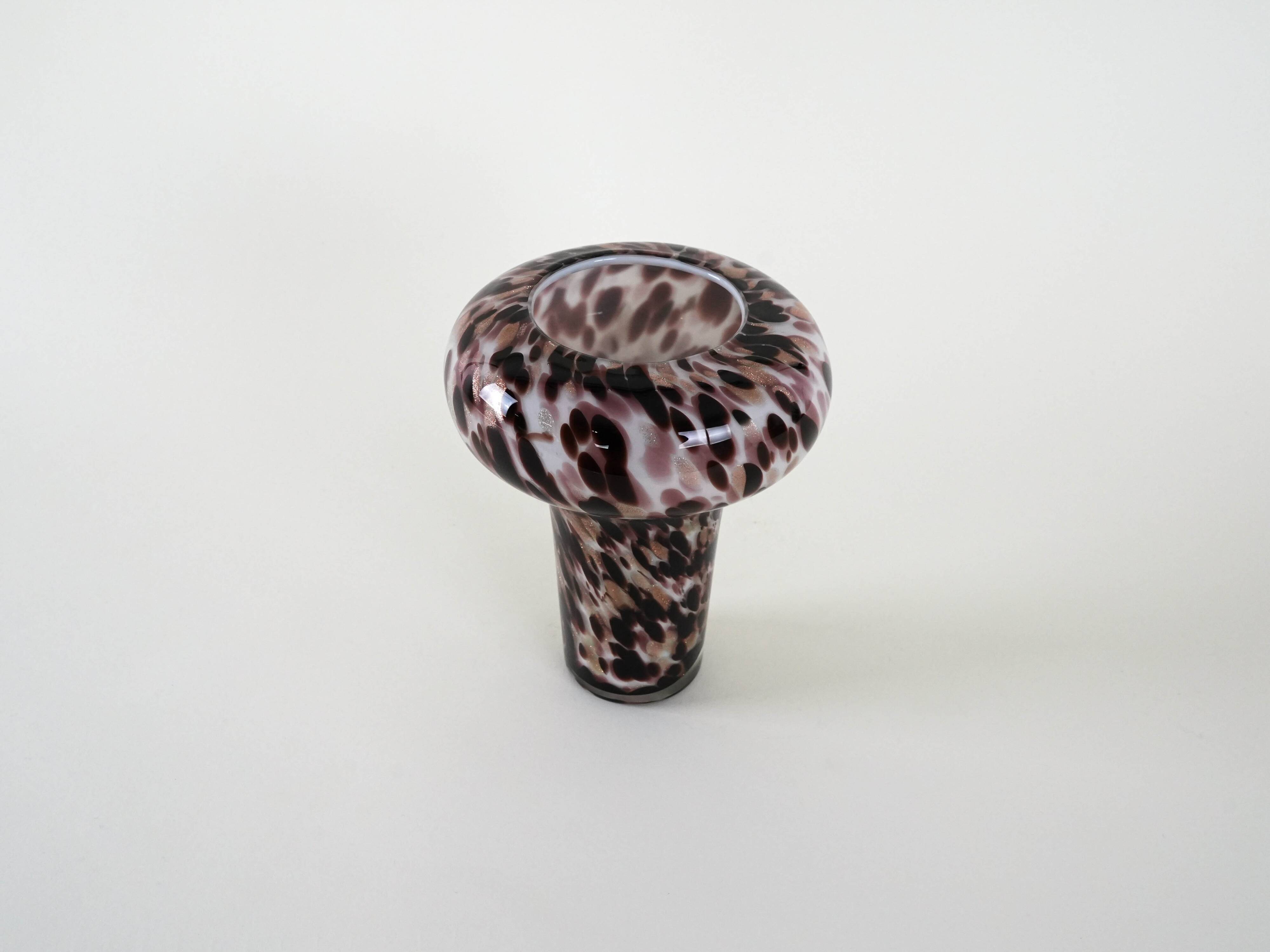 Glass leopard print vase, Italian design, 1970s, made in Italy