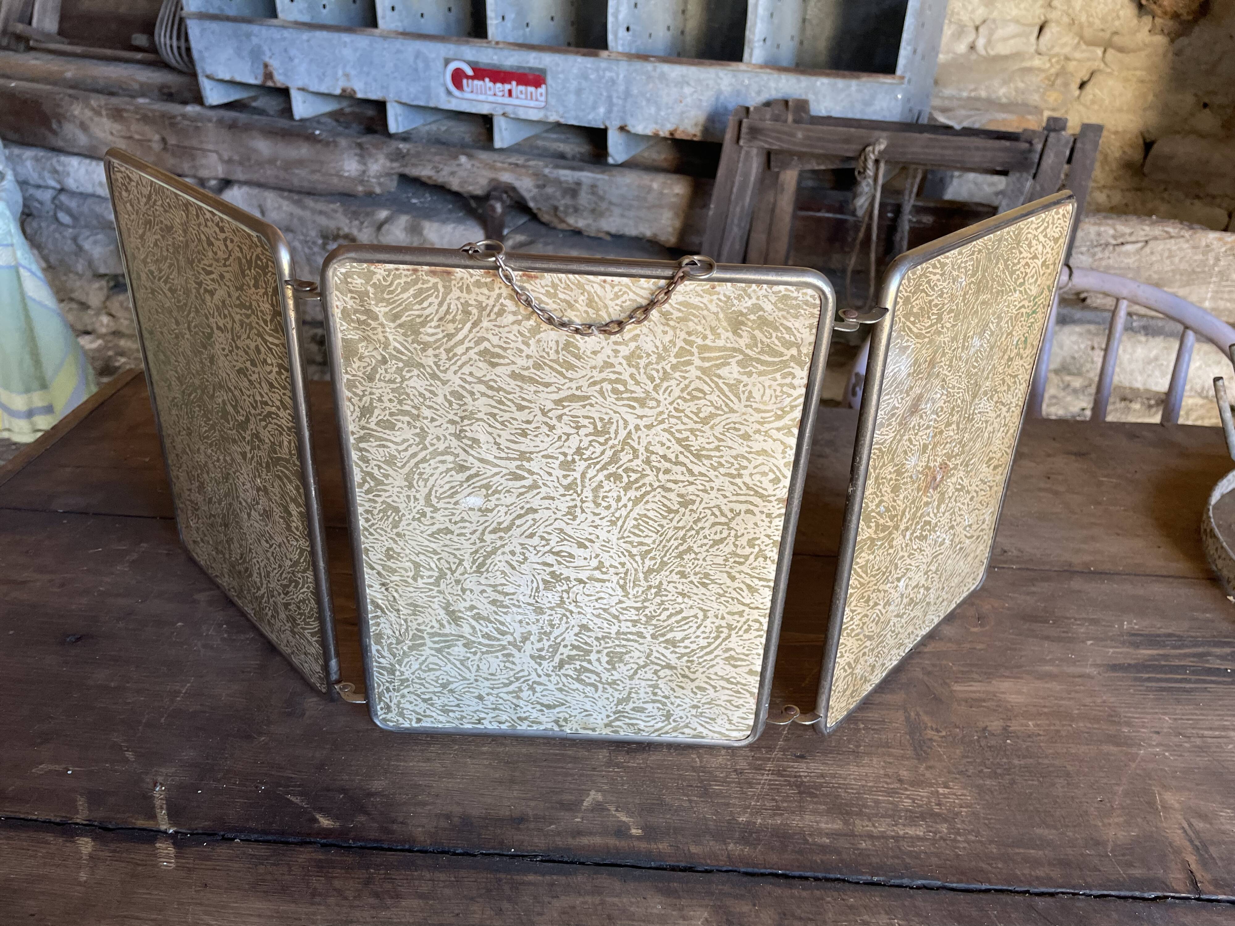 Mirror barber triptych 68x27cm