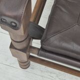 1960s, Scandinavian "Safari" lounge chair, original condition, leather, beech wood.