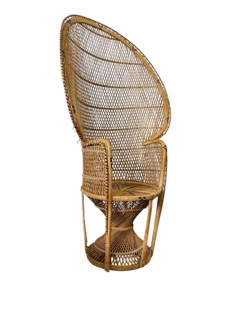 Emmanuelle Vintage Wicker Peacock Lounge Chair