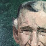 Old oil on canvas portrait of a man from the 20th century, countryside decoration, golden frame