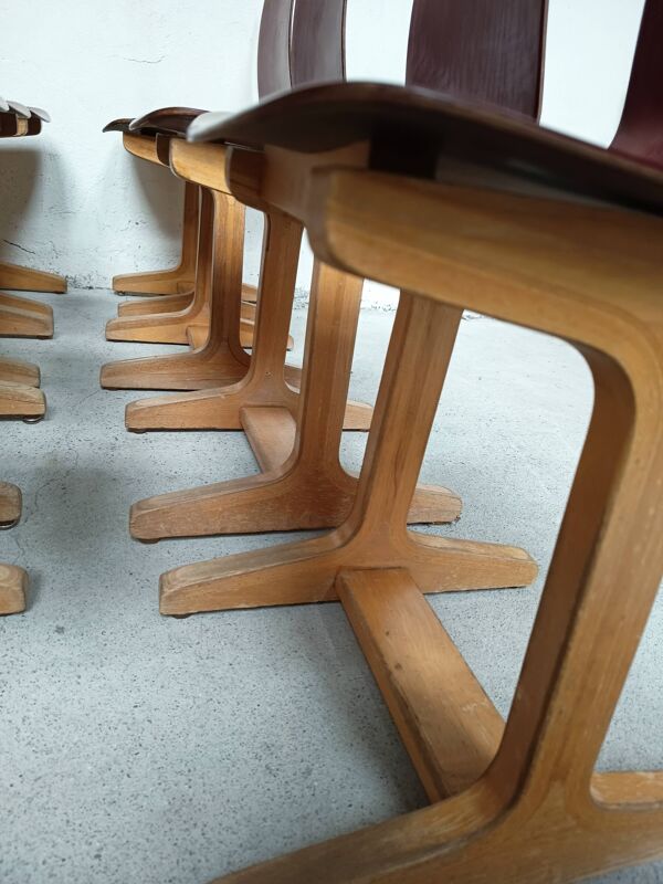 8 chaises d'école plywood