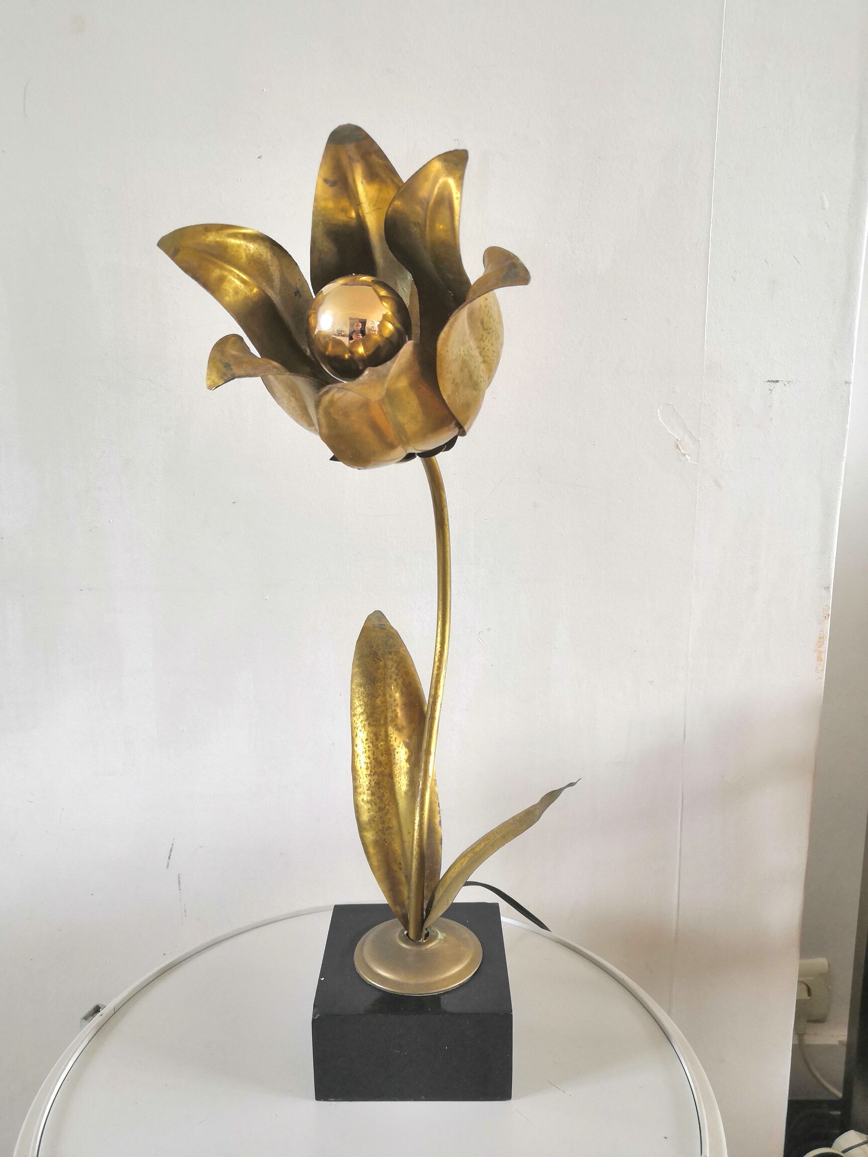 Tulip flower lamp in brass design 60s - 70s