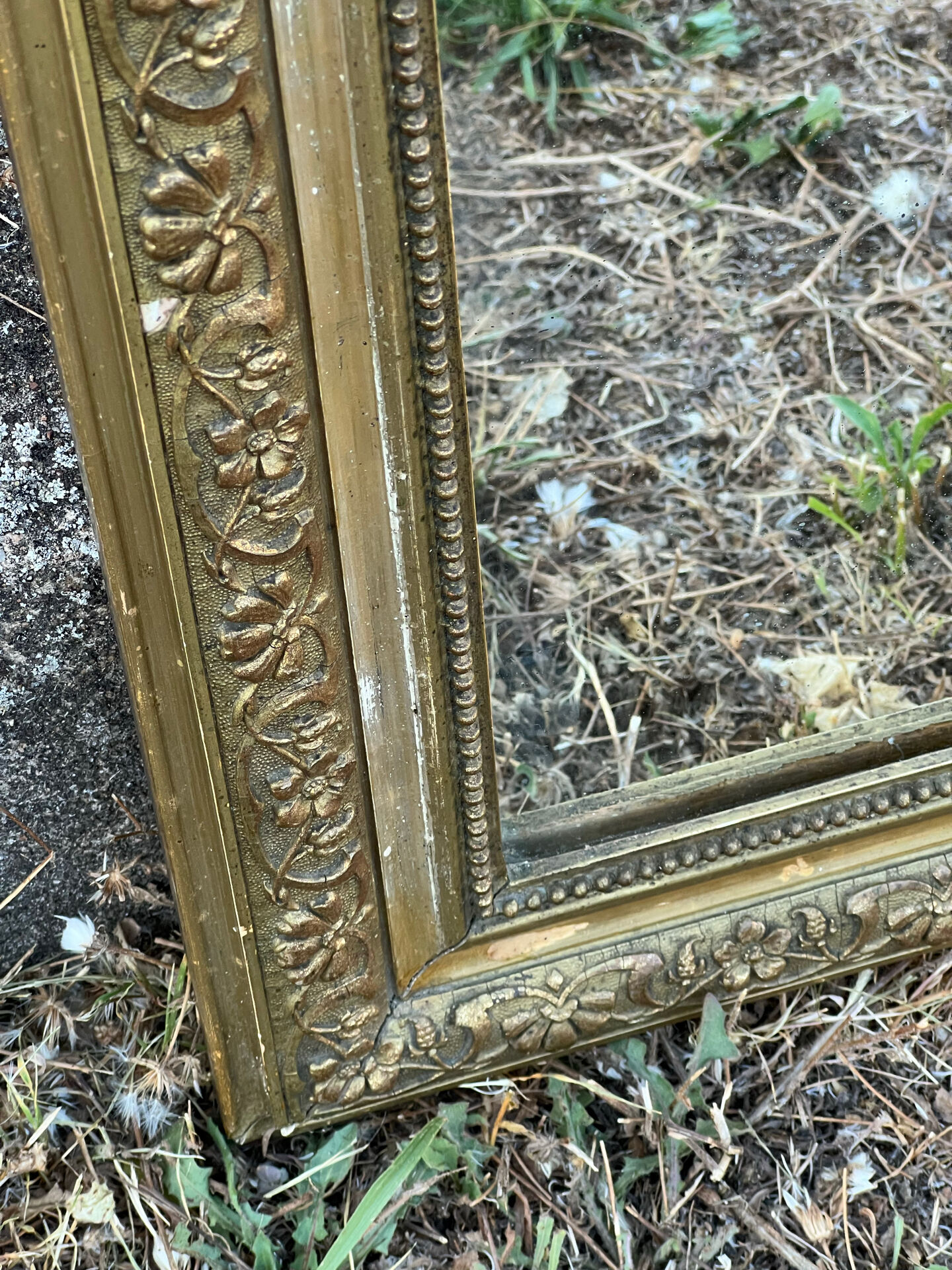 Louis-Philippe mirror with gold leaf, mercury glass 65x51cm