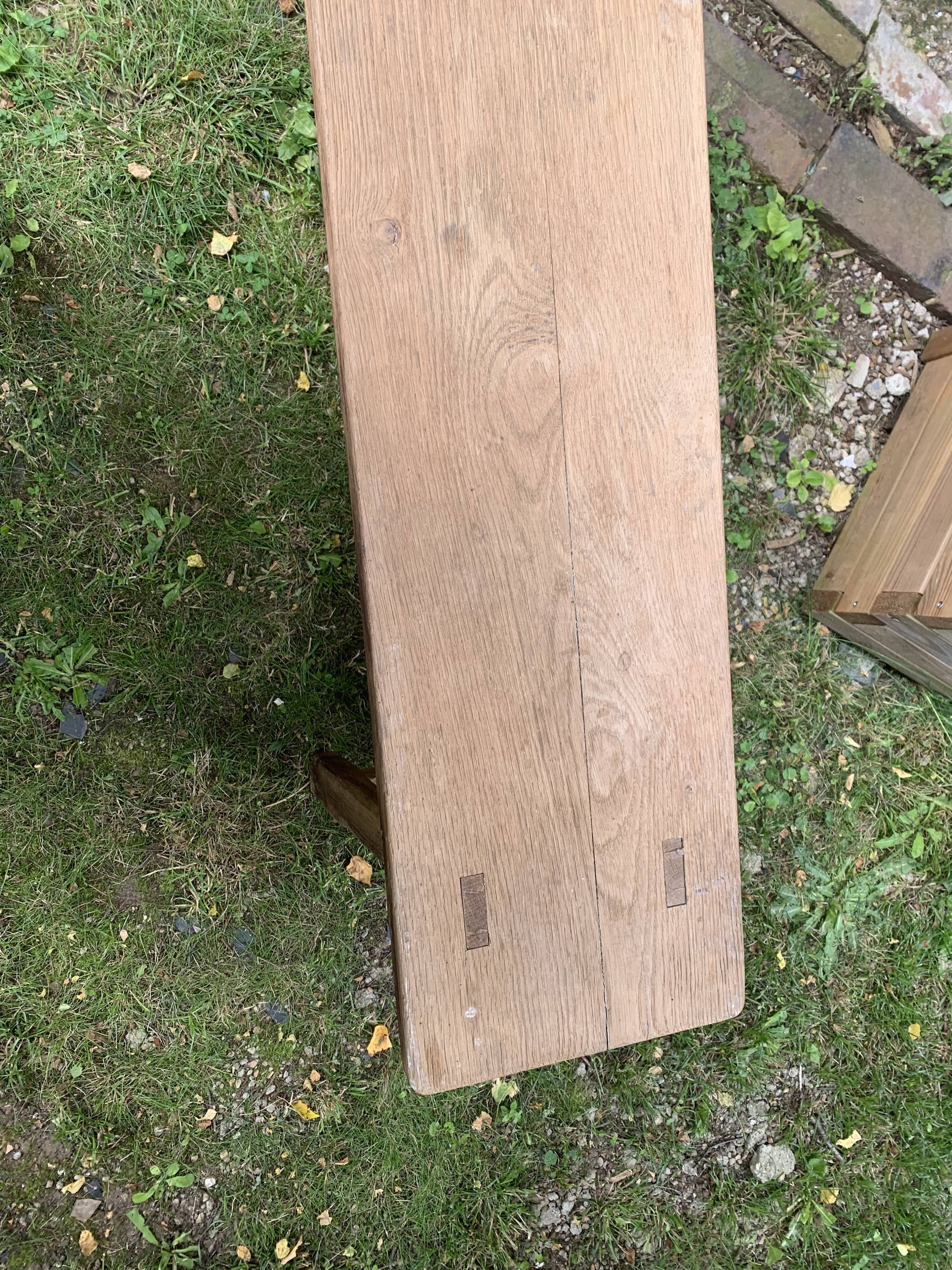 Solid oak wooden bench