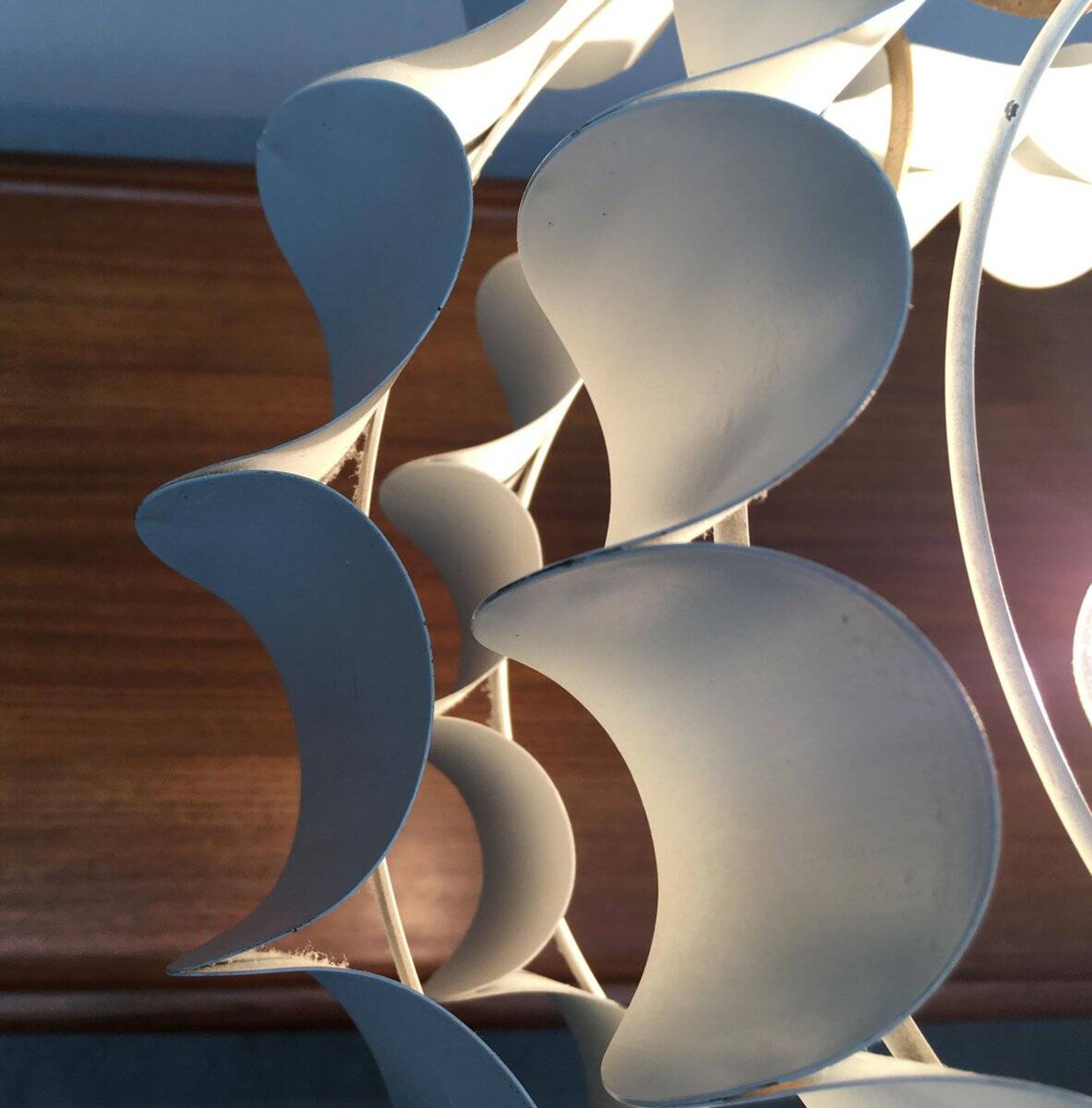 Mid-century white metal Swiss suspension by H. Zender for Temde.