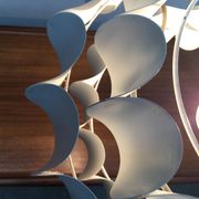 Mid-century white metal Swiss suspension by H. Zender for Temde.