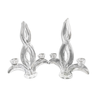 1336 Cristallerie de Vannes Le Châtel (1765-2018) - Pair of candlesticks - Crystal