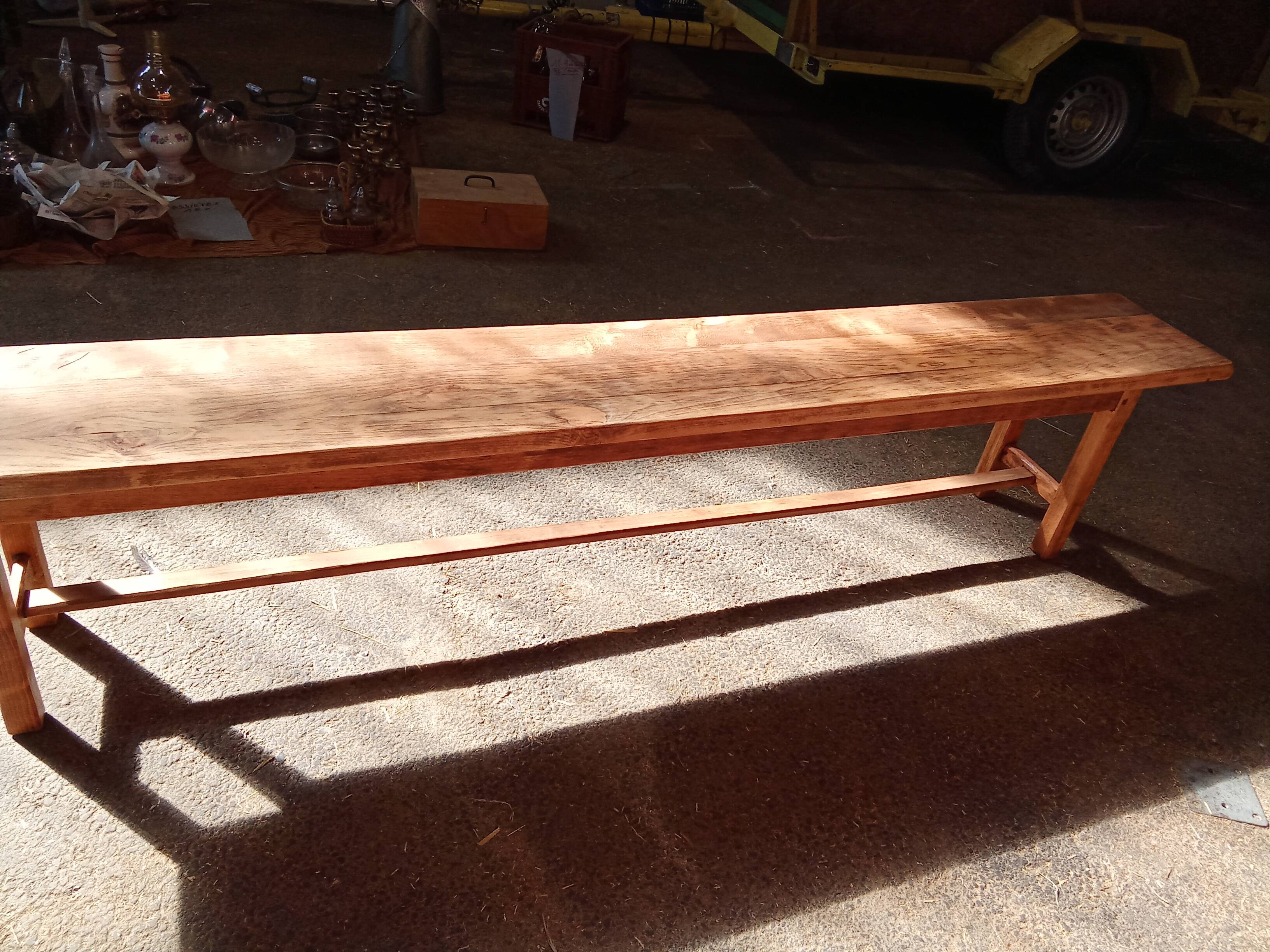 Old rustic oak bench