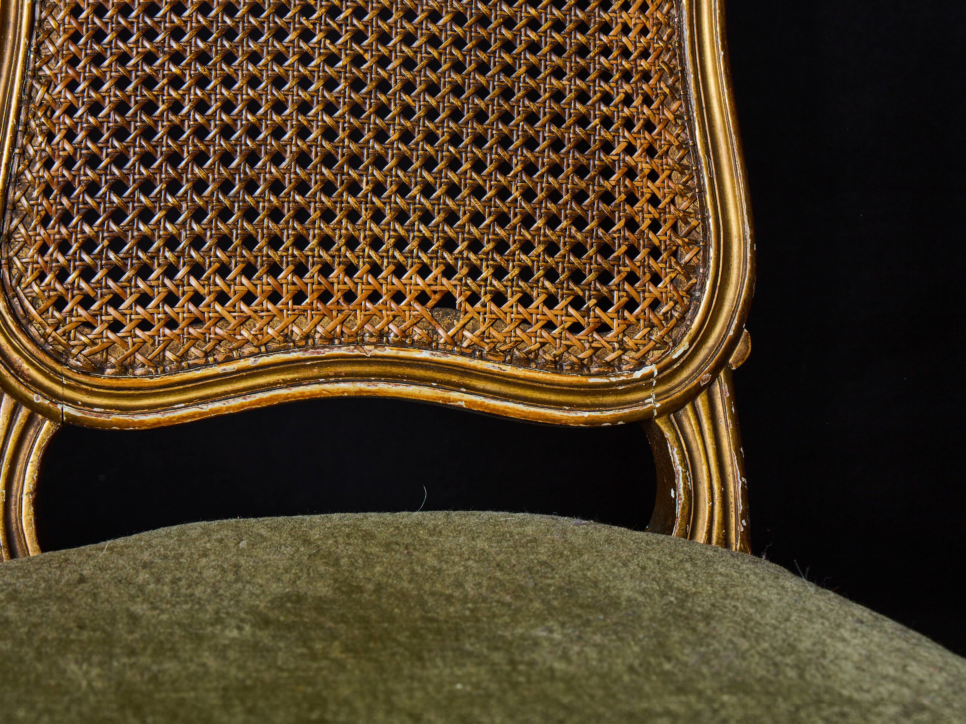 Set of 4 Louis XV style gilded chairs – Musician chair style