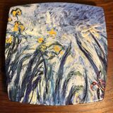 Luneville earthenware plate, irises, Claude Monet