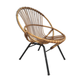 Fauteuil coquille en rotin