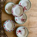 Set of 6 mismatched vintage soup plates