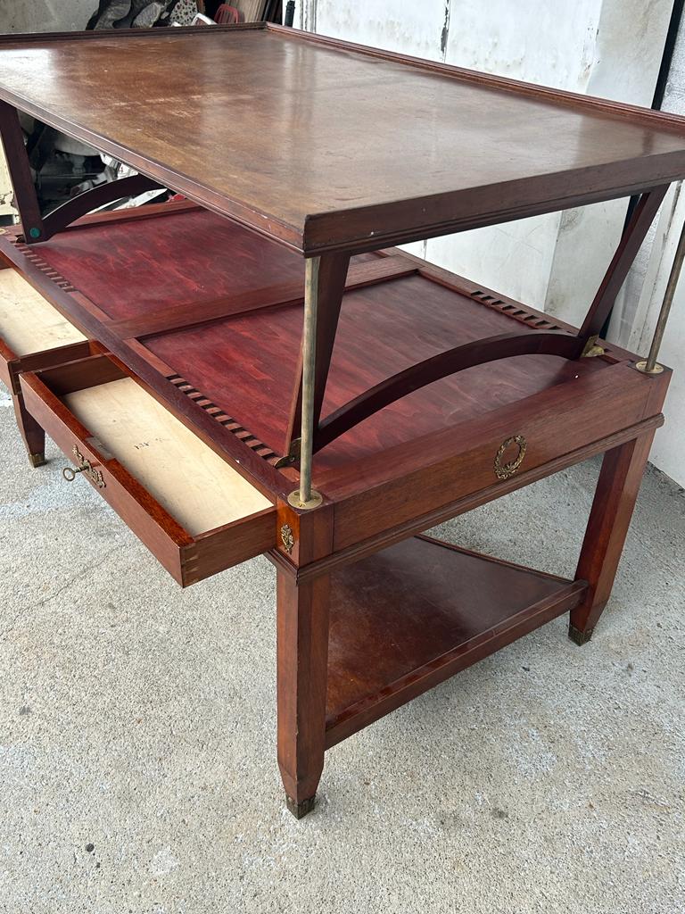 Empire style mahogany rack system library table from 20th century period