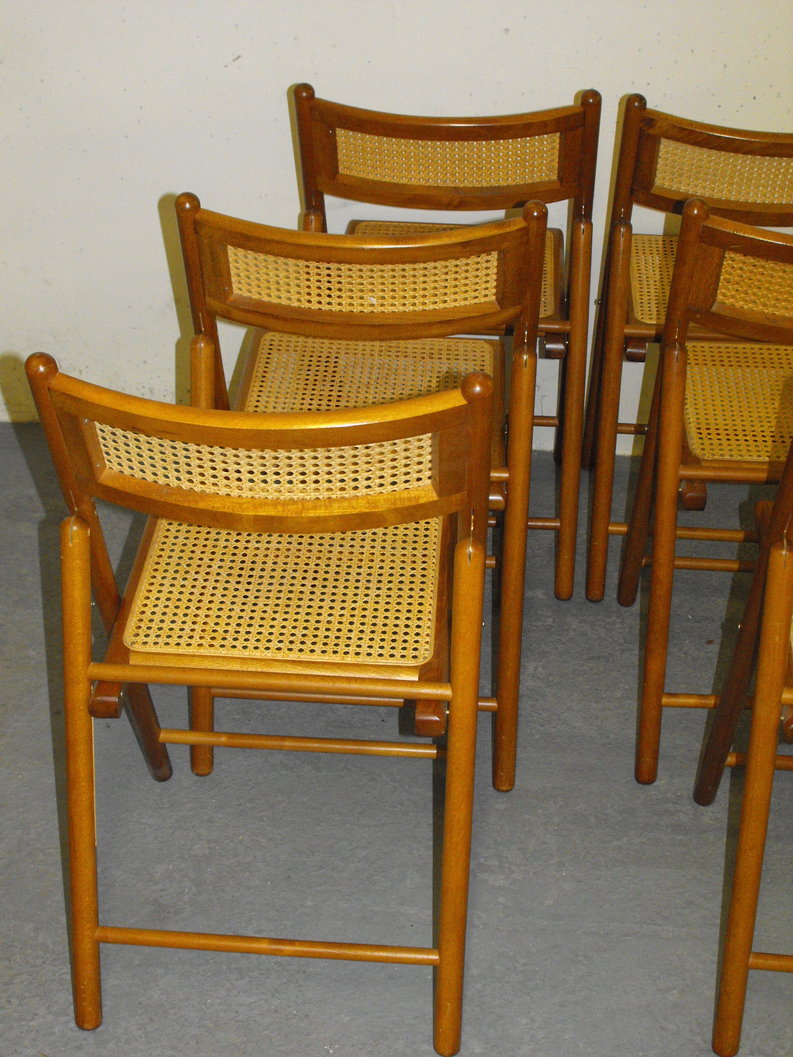 Set de 6 chaises pliantes cannées vintage