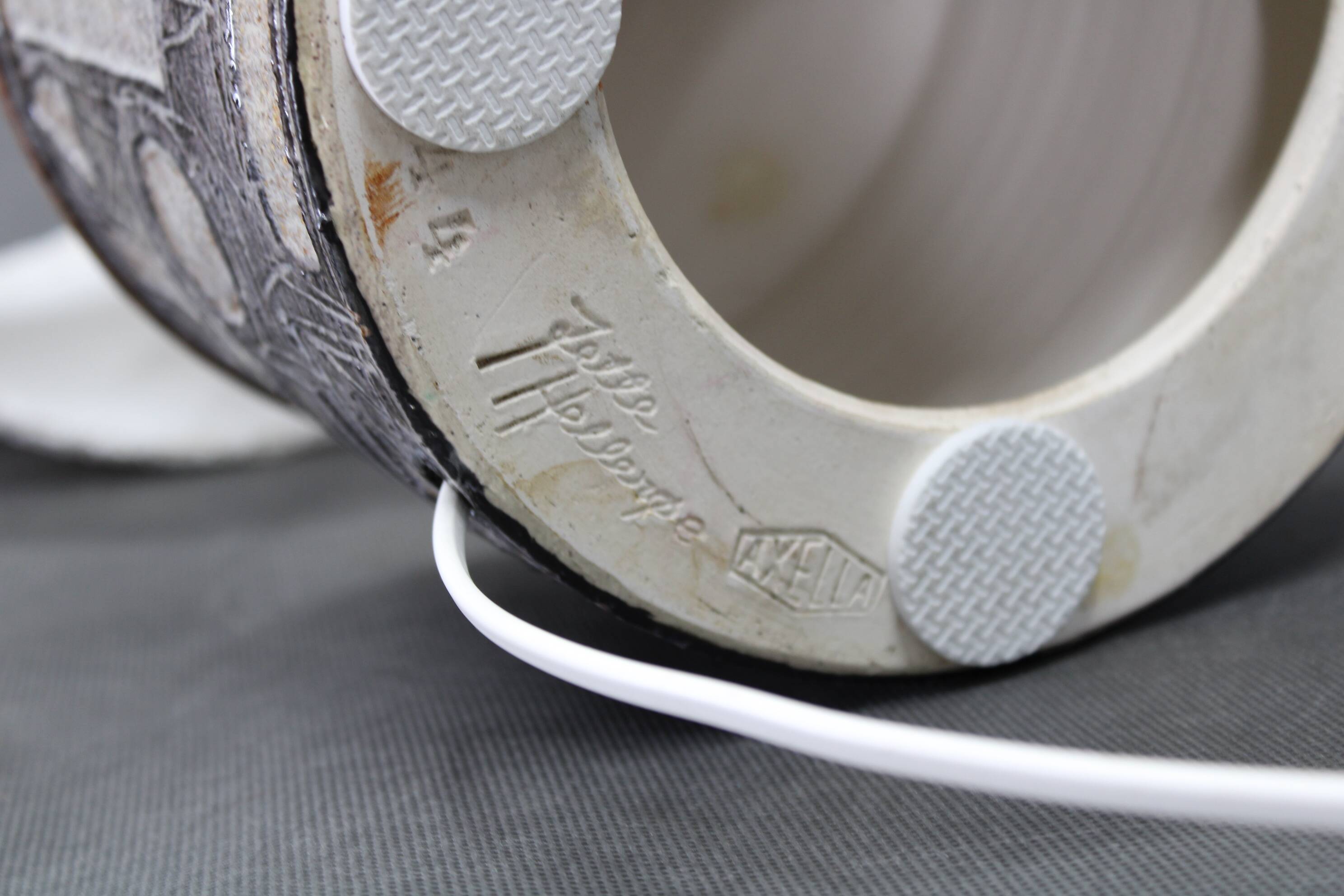 1970s Ceramic Table Lamp from Axella with Fabric Lampshade, Denmark