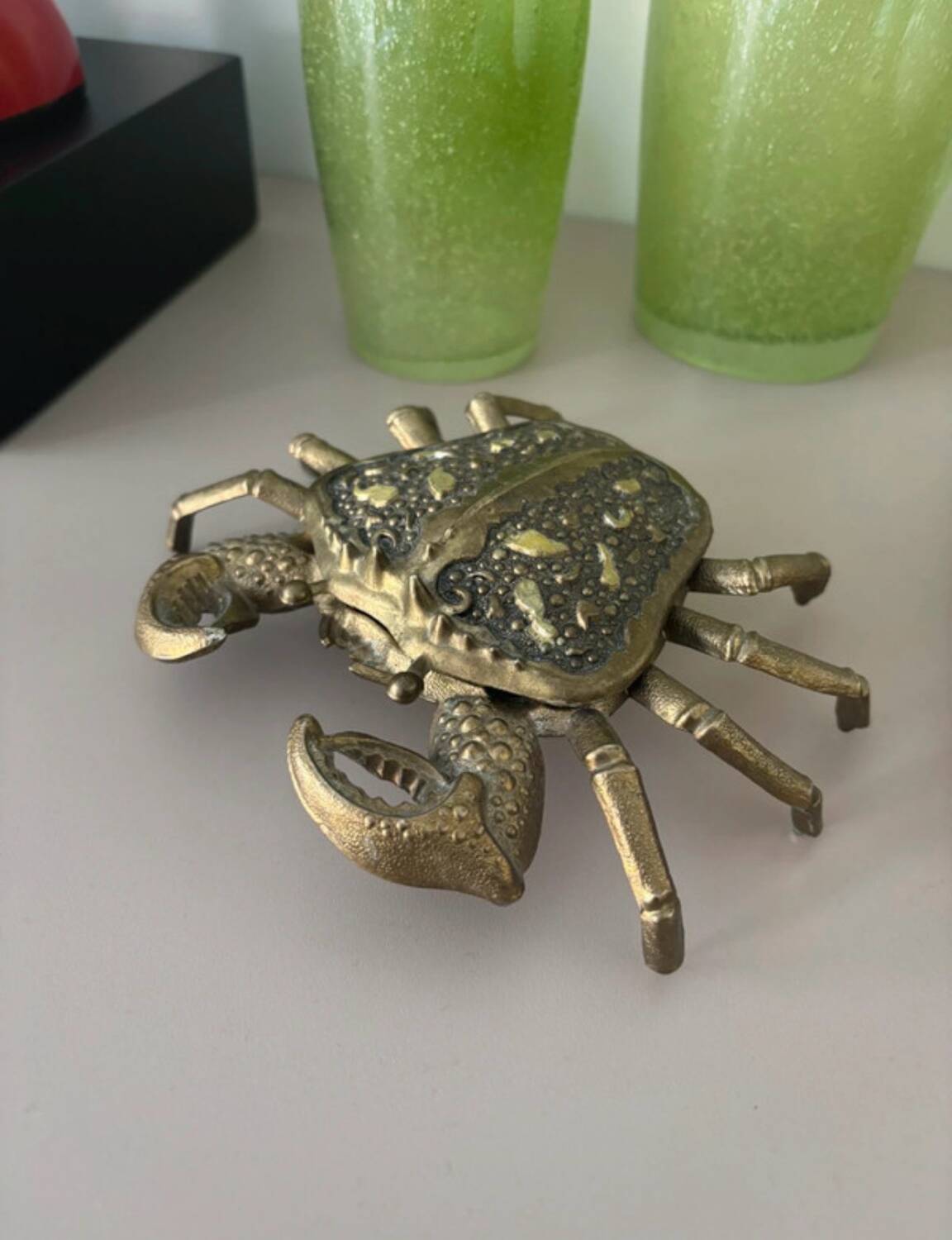 vintage brass crab decor ashtray