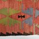 Vintage Red & Green Geometric Turkish Kilim Rug, 132x194Cm