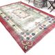 7x11 Rug For Living Room Red Green Bordered Vintage Area Rug, 215x335Cm