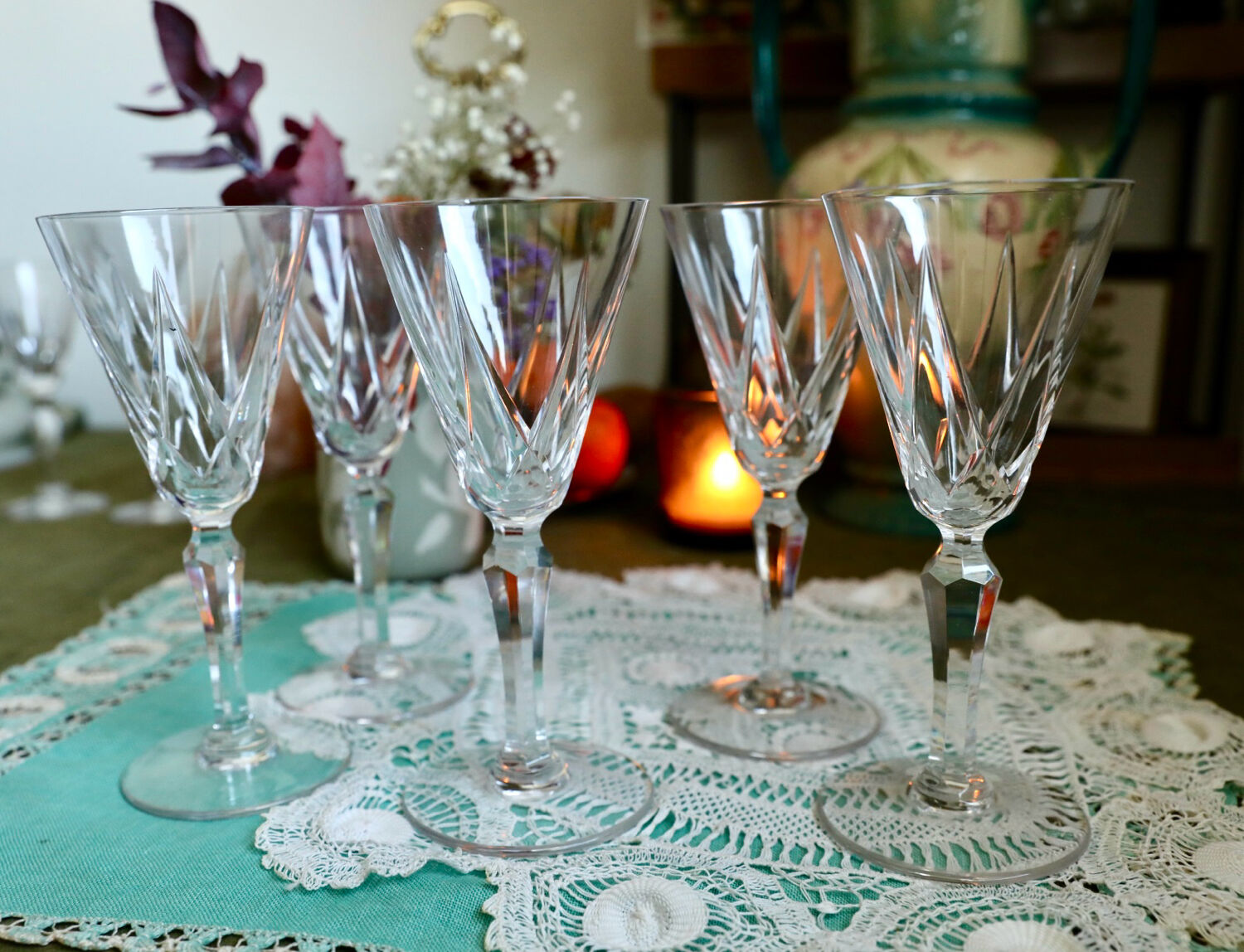 5 verres à vin rouge en cristal Saint Louis