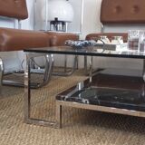 Coffee table marble chrome and glass 80