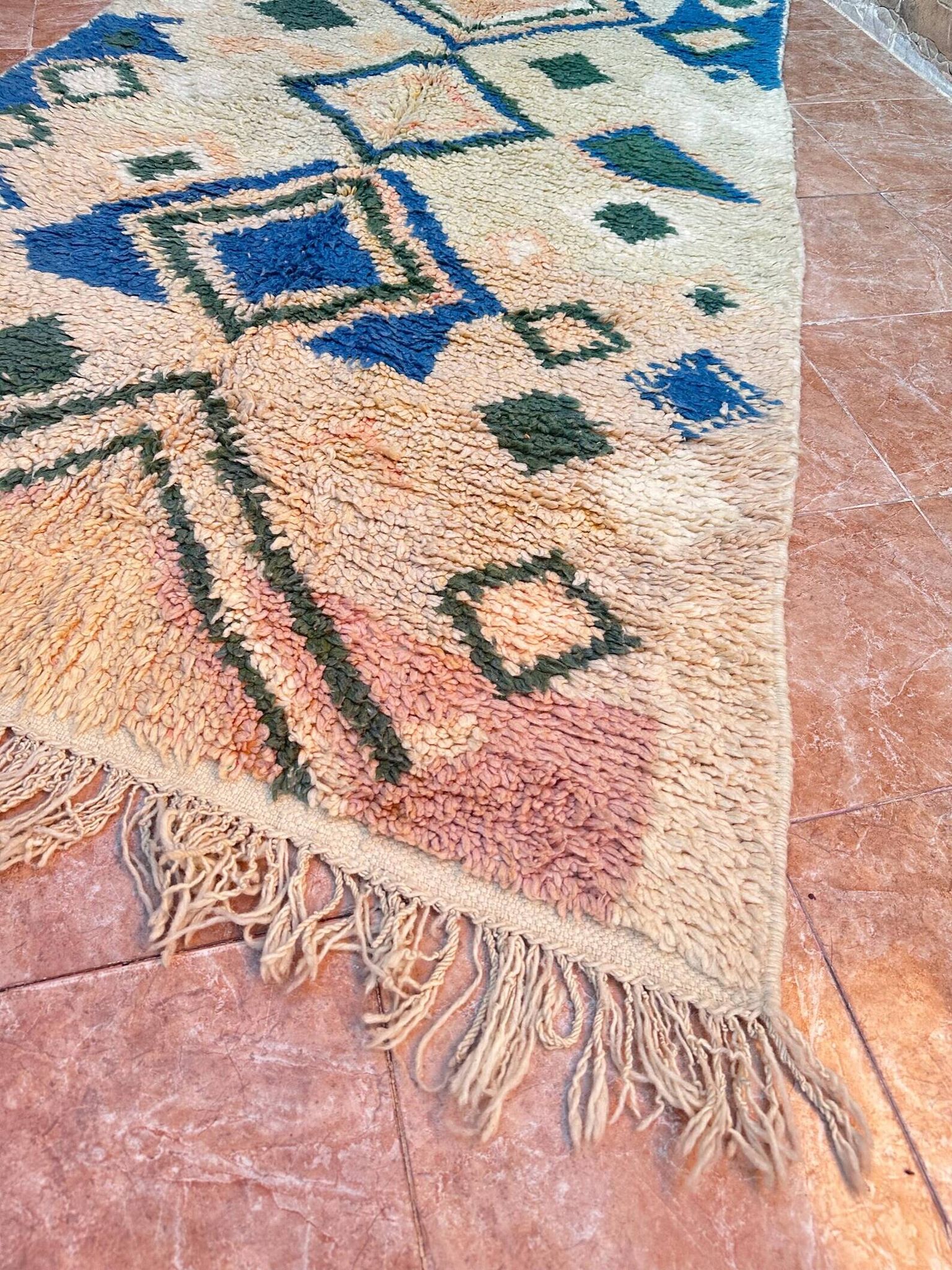 Authentic Moroccan Berber rug, Azilal brand new and colorful, 243x140cm