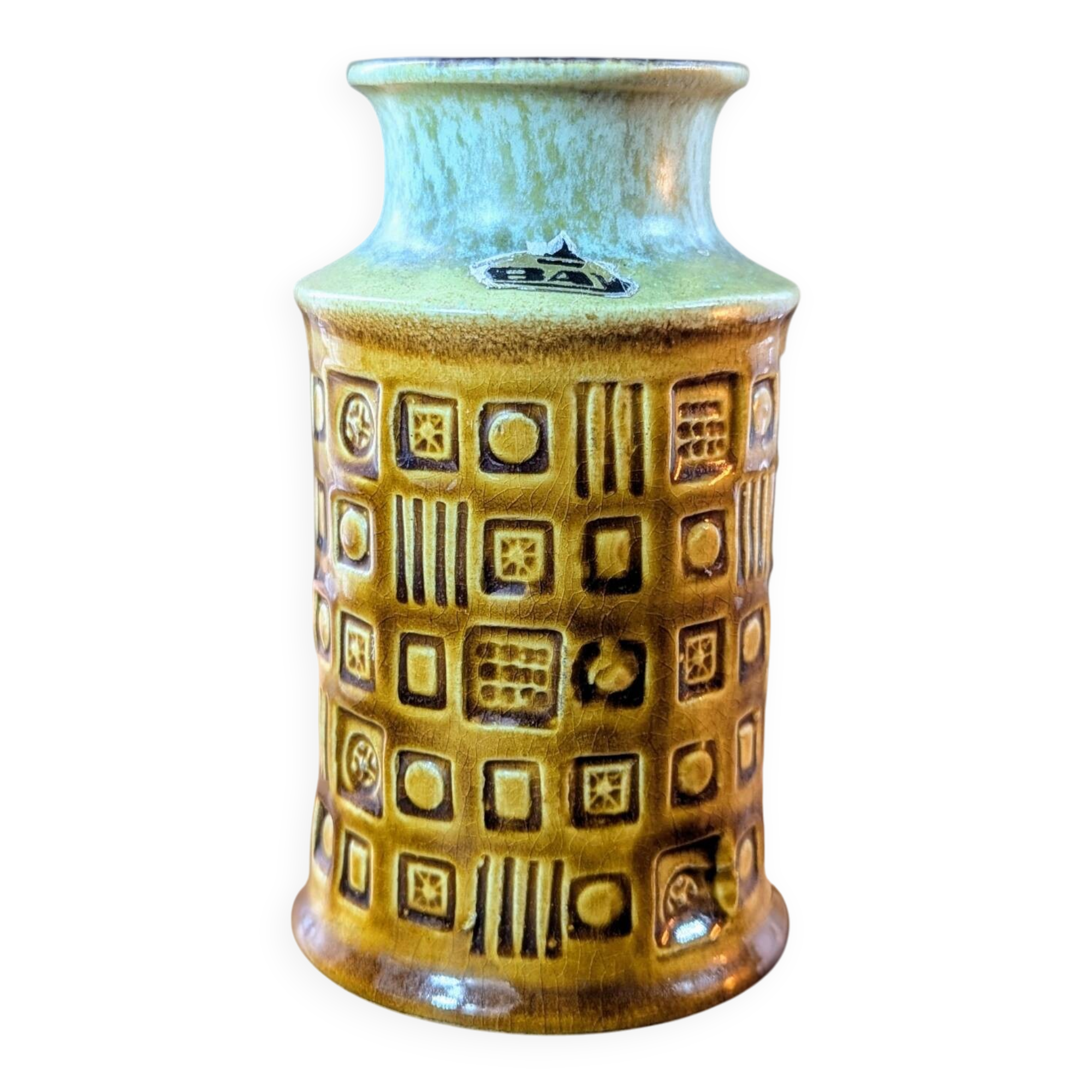 West Germany Bay 60-14 vase, vintage ceramic, geometric decoration