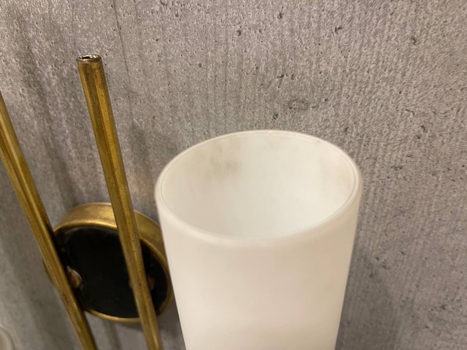 Brass Opaline Glass Sconces Set of 2 1950’s