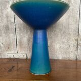Antique Scandinavian Vintage Blue & Green Ceramic Cup Candle Holder